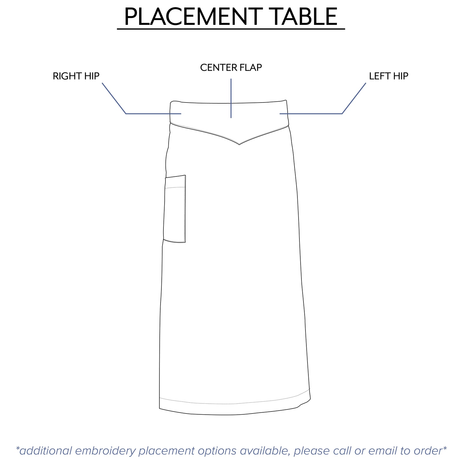 waist apron embroidery options from Clement Design
