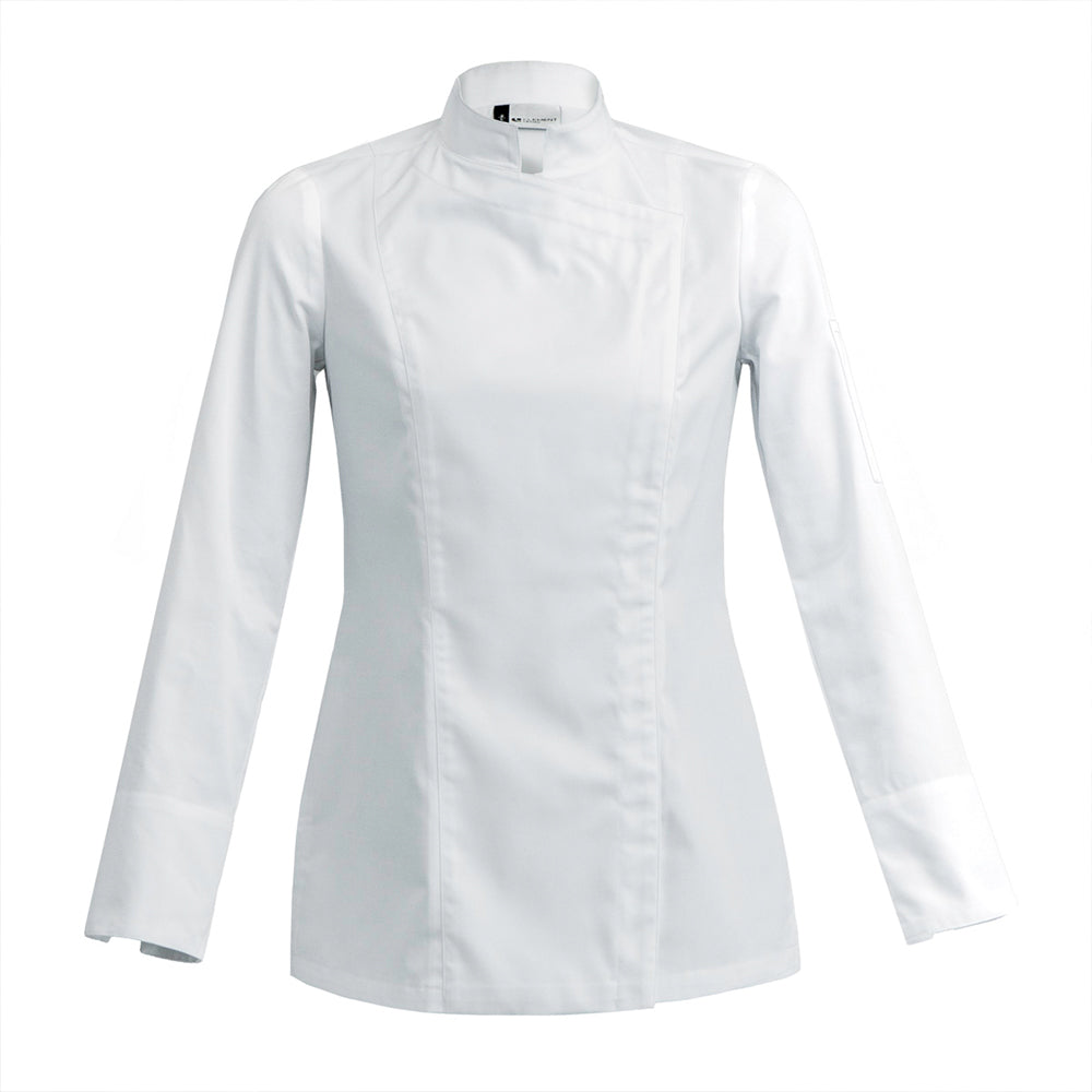 SIENNE modern fitted women's chef jacket long sleeve white