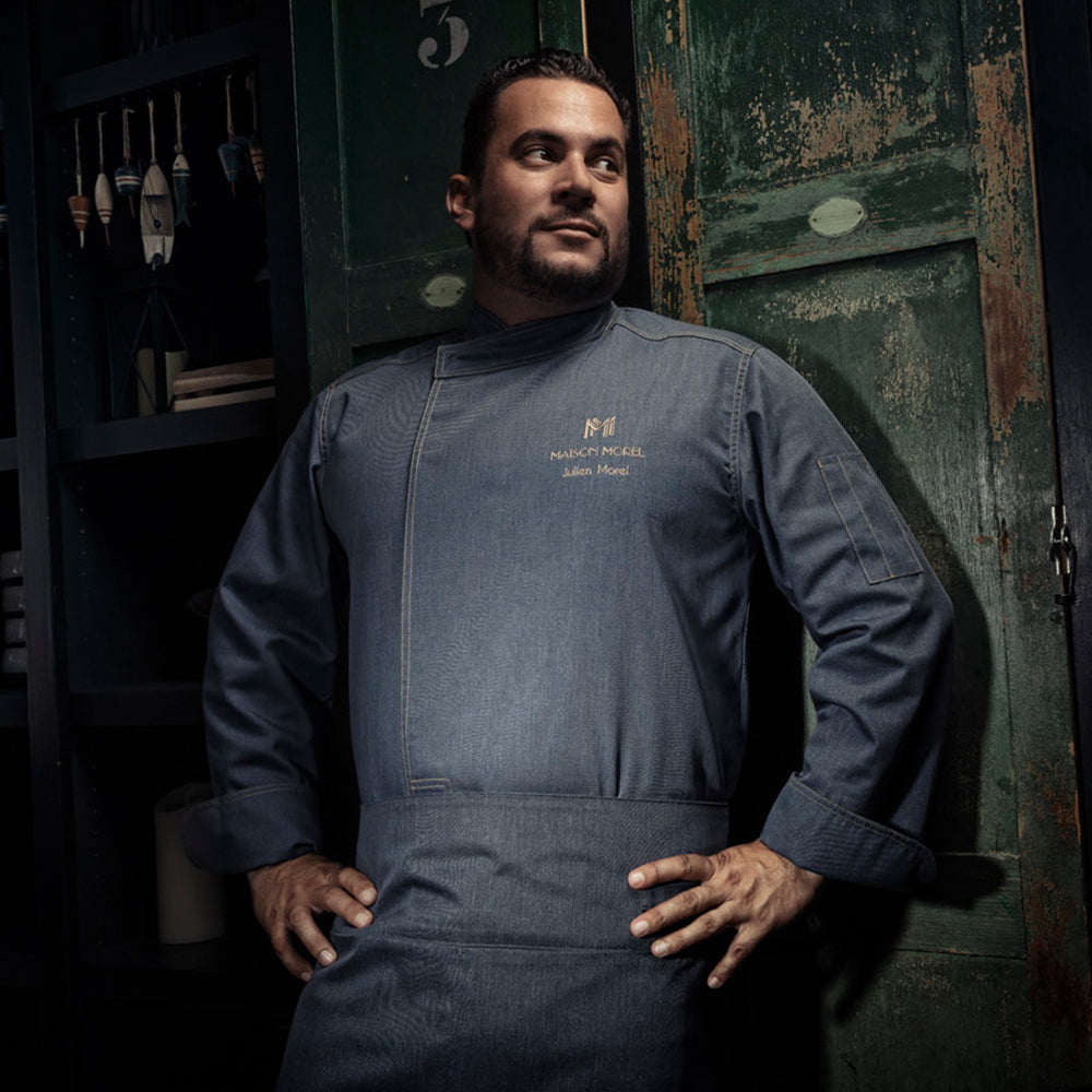 Murano- Men's Long Sleeve Chef Jacket -Denim
