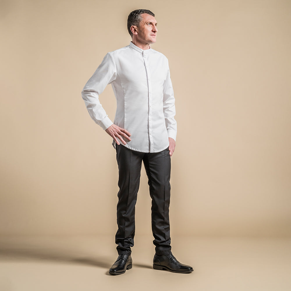 chef dress shirt Chavi Flax Grey