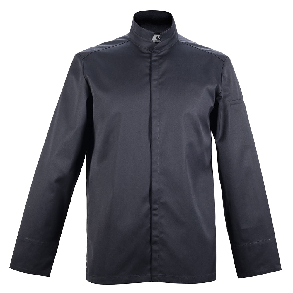 ADDICT center snap men's black chef jacket long sleeve Clement Design