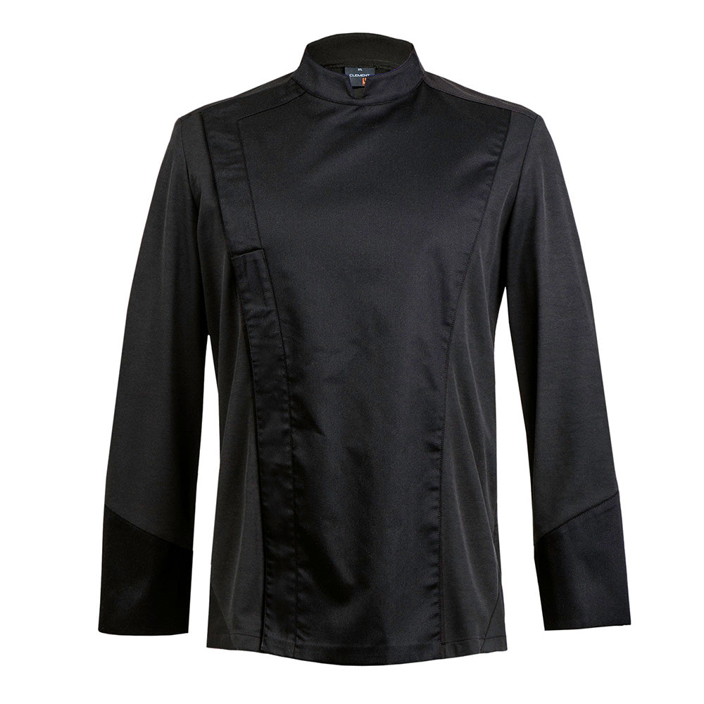 C-ONE long sleeve executive black chef jacket with hidden snap buttons