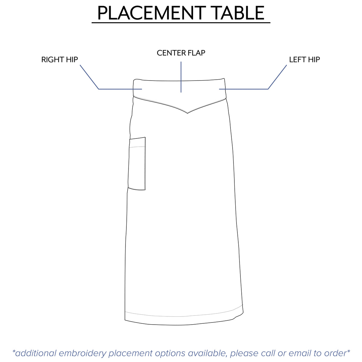 waist apron embroidery options from Clement Design