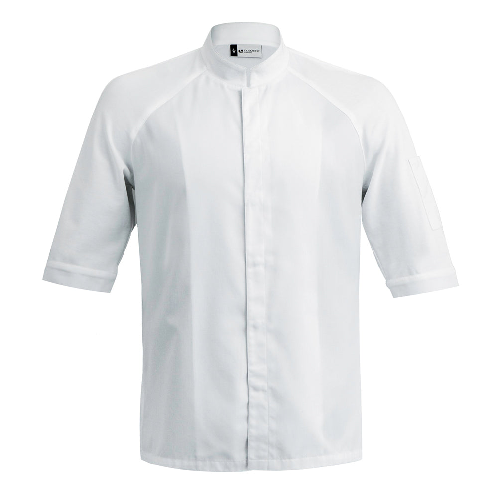 FORZA men's high quality hybrid chef jacket with dry-up materials, white short sleeve