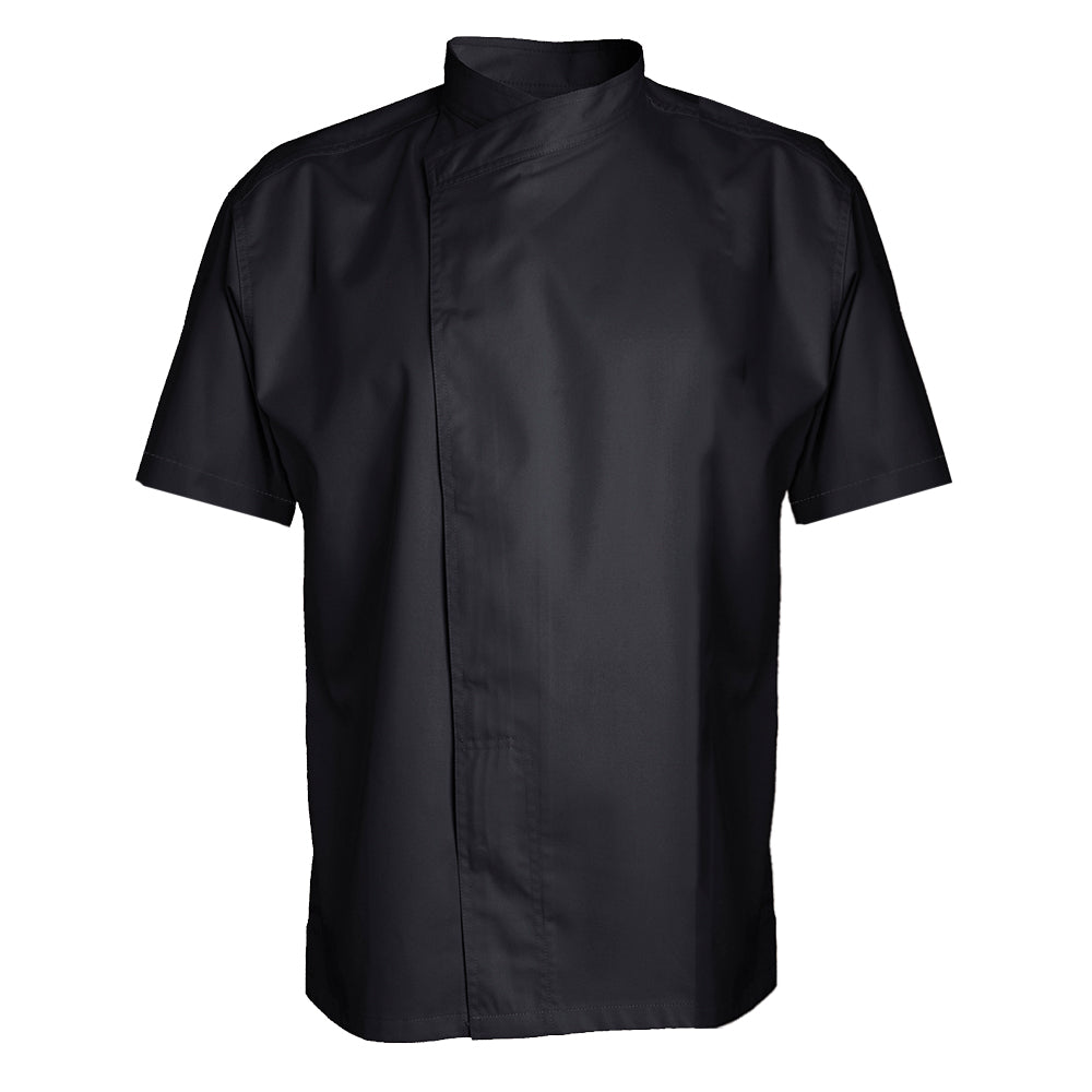MURANO short sleeve black chef coat polycotton blend