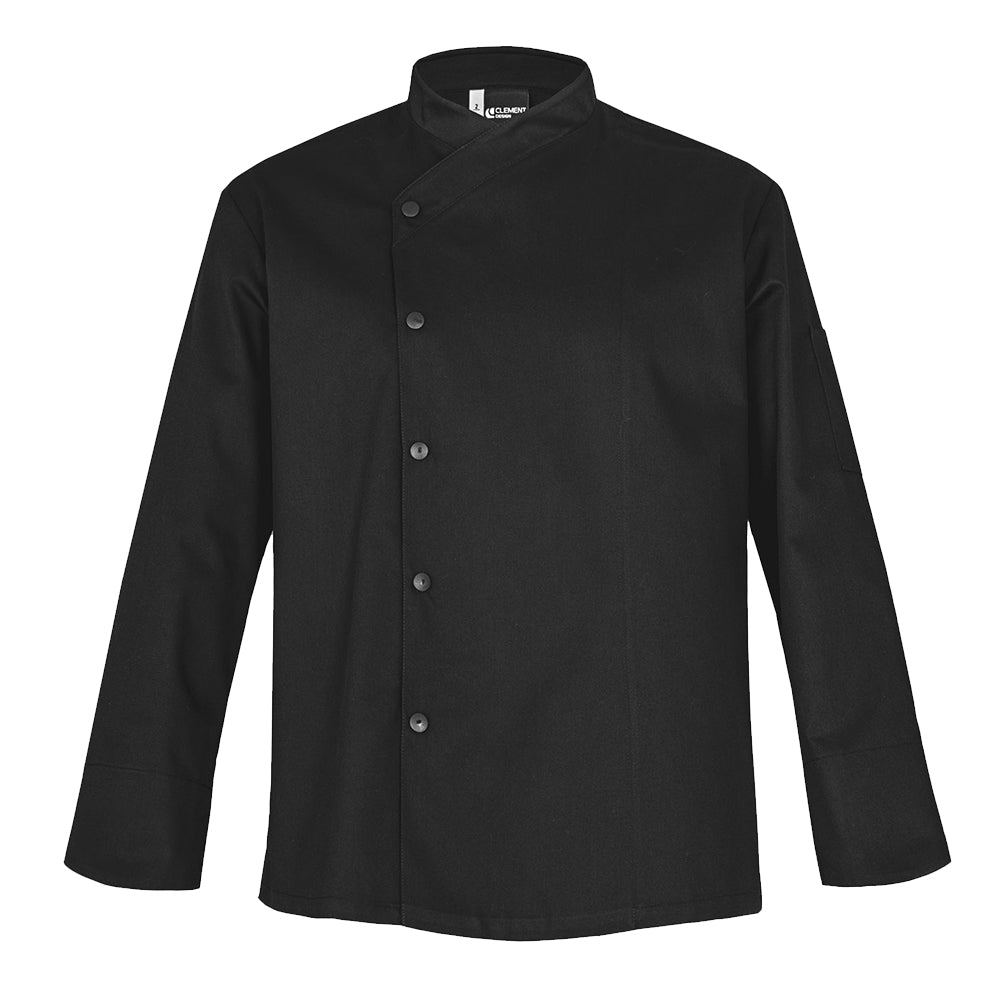 SFAX black unisex chef jacket long sleeve snap buttons