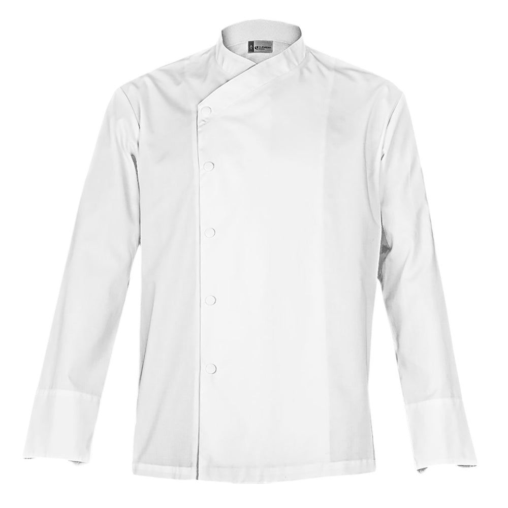 SFAX white unisex chef jacket long sleeve snap buttons
