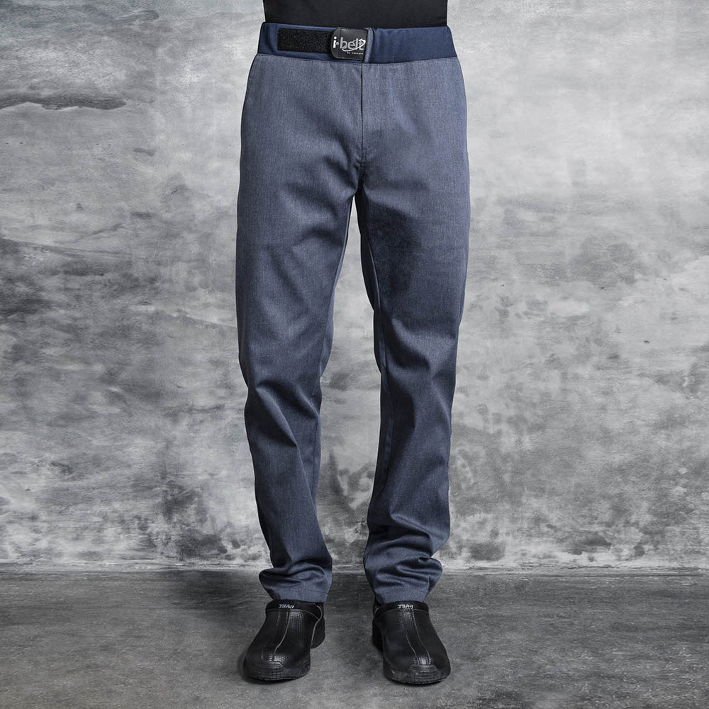 denim chef pants with adjustable belt