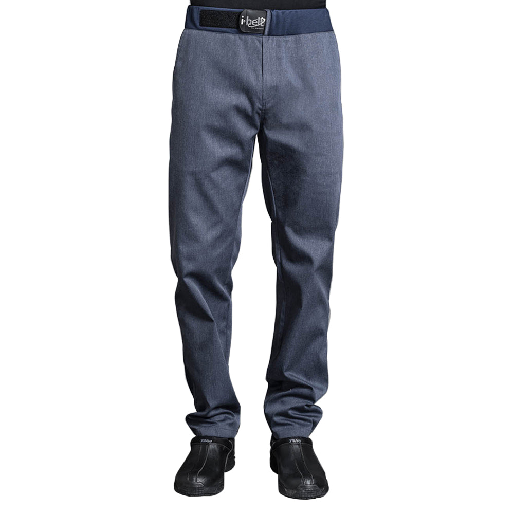 SIROCCO men's modern style denim chef pants with adjustable belt