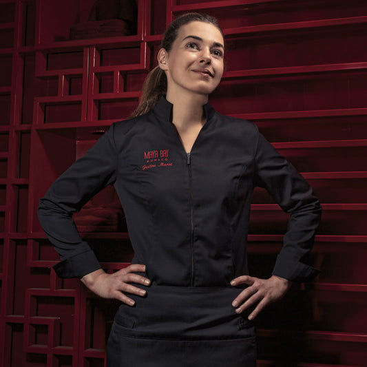 women's center zip chef jacket