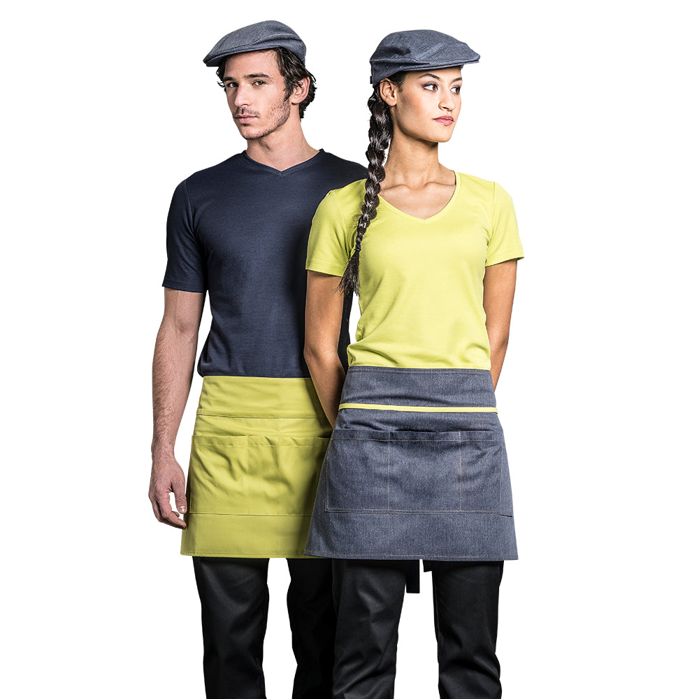 denim and multi-color service aprons for men and women