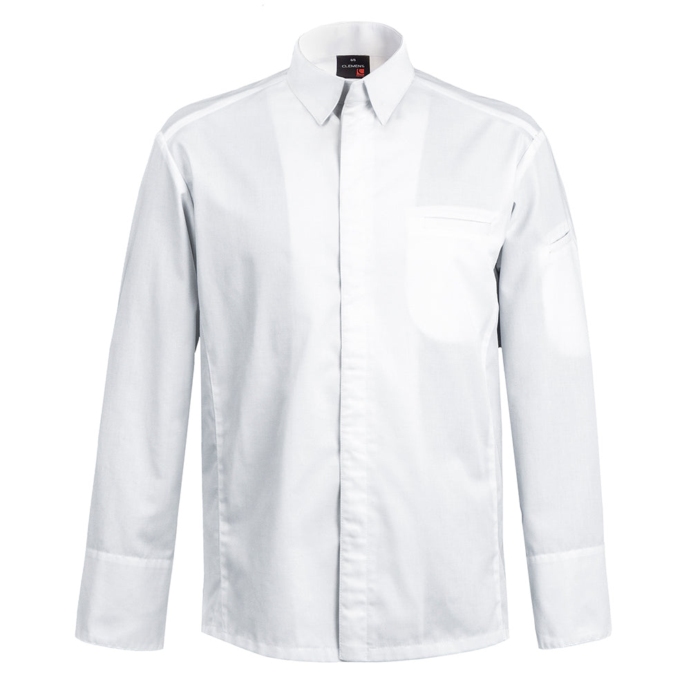 YAMATA white long sleeve men's chef jacket with shirt collar