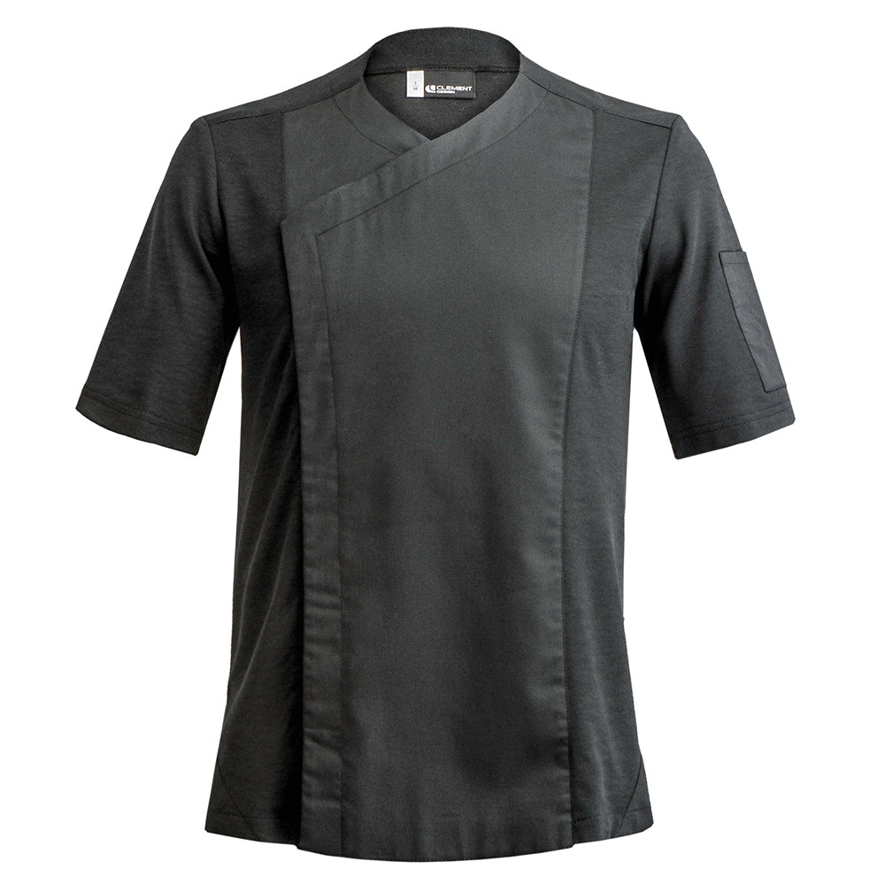 ZEST men's short sleeve black hybrid material chef jacket